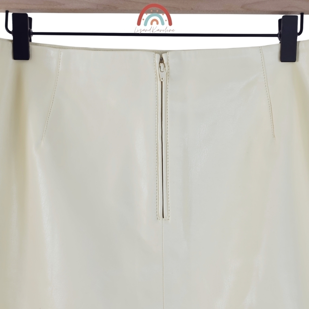 New! J. Crew Fairfax Skirt in Faux Leather Pale Chamois - Picture 5 of 12